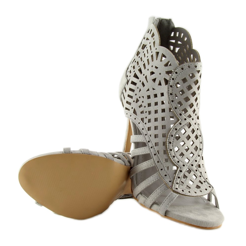 Graue offene Stiefel offene Spitze M286 grau 2