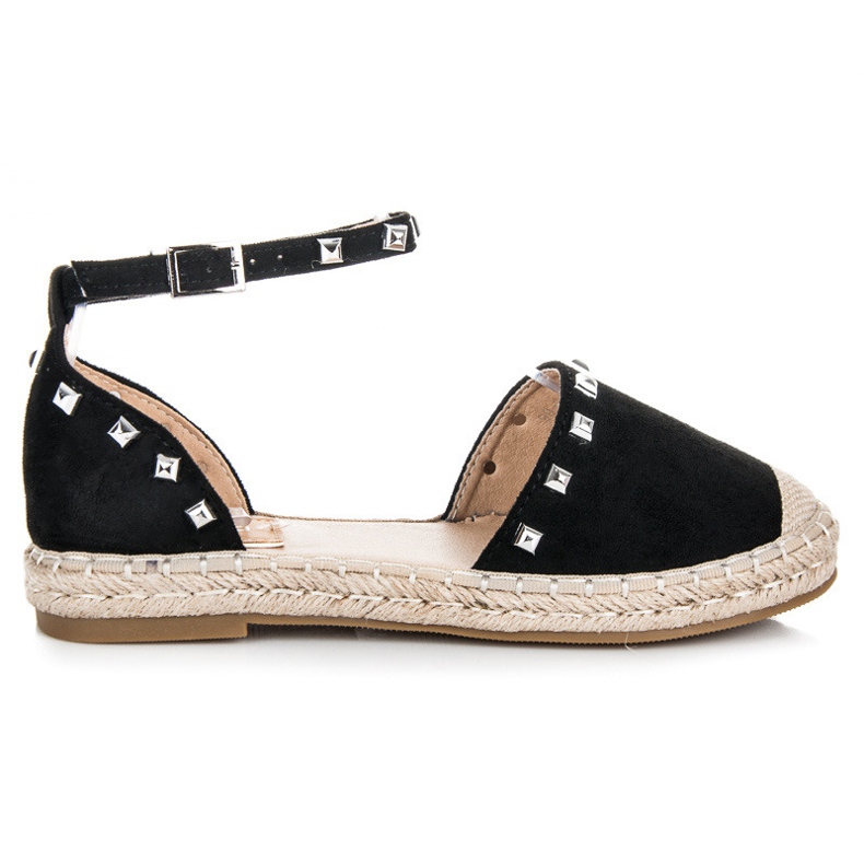 Nio Nio Flache Espadrilles-Sandalen schwarz 1