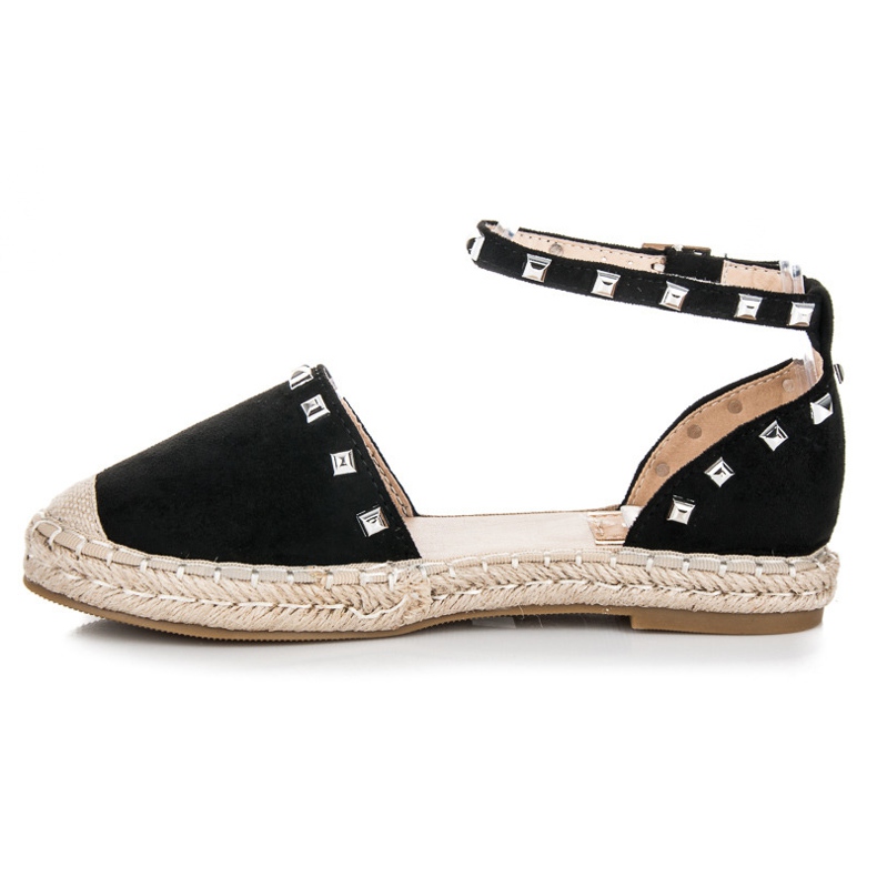 Nio Nio Flache Espadrilles-Sandalen schwarz 2