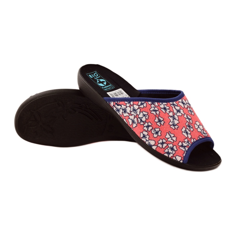 Adanex Leichte korallenrote geblümte Hausschuhe G1 / 2 weiß mehrfarbig rosa 3