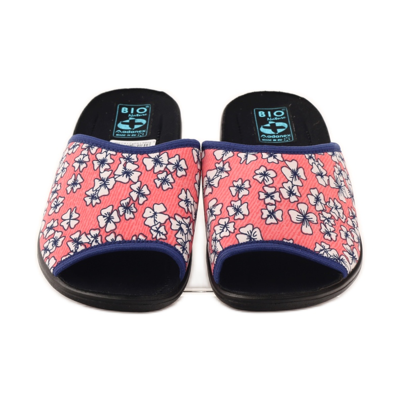 Adanex Leichte korallenrote geblümte Hausschuhe G1 / 2 weiß mehrfarbig rosa 4