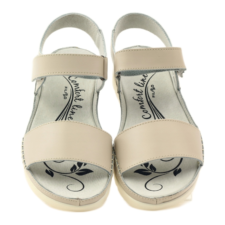 Filippo Bequeme beige Klettsandalen 4