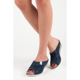 Vinceza Blaue Keilpantoffeln 1