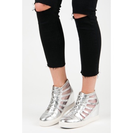 Kylie Silberne Sneaker mit Keilabsatz grau 2