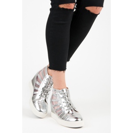 Kylie Silberne Sneaker mit Keilabsatz grau 1