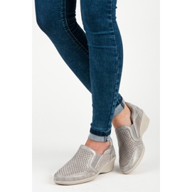 Kylie Durchbrochene Schlupfschuhe grau 1