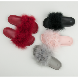 Hausschuhe mit Fell schwarz 1