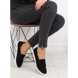 Schwarz XL07P Schwarze Slipony-Turnschuhe 1