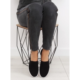 Schwarz XL07P Schwarze Slipony-Turnschuhe 2