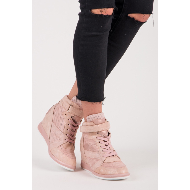 Vices Gebundene Turnschuhe mit Keilabsatz rosa 1