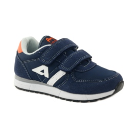 American Club Sportschuhe aus amerikanischem Leder mit Innensohle marineblau orange weiß 1