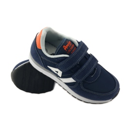 American Club Sportschuhe aus amerikanischem Leder mit Innensohle navy blau orange weiß 3
