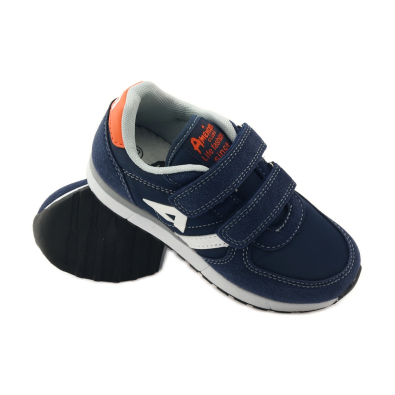 American Club Sportschuhe aus amerikanischem Leder mit Innensohle navy blau orange weiß 3