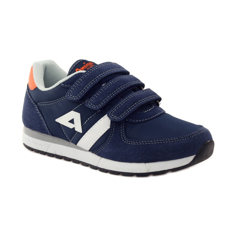 American Club Amerikanische Turnschuhe mit Lederinnensohle navy blau orange weiß 1