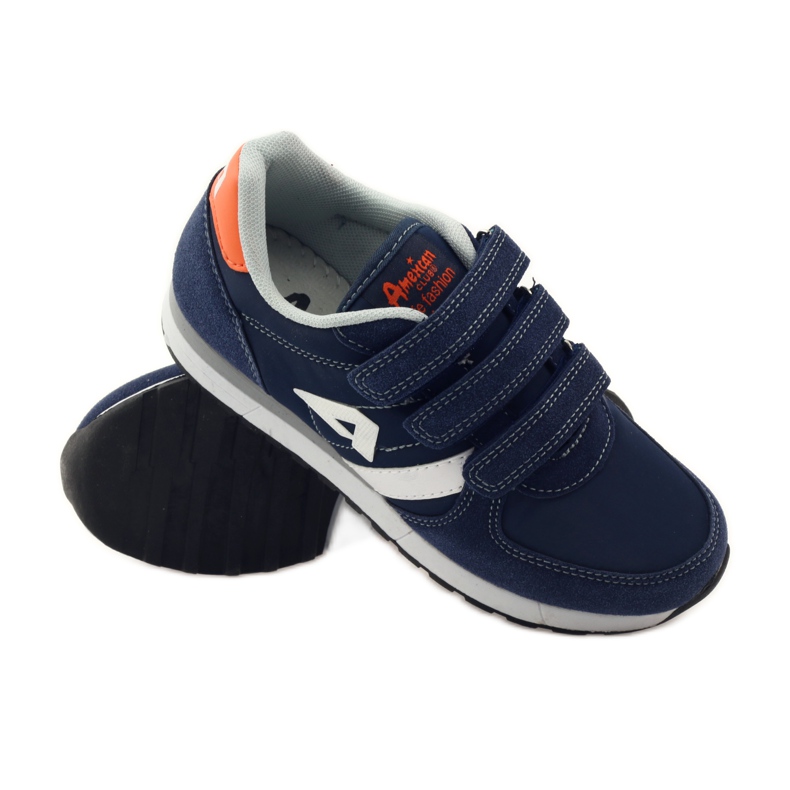 American Club Amerikanische Turnschuhe mit Lederinnensohle navy blau orange weiß 3