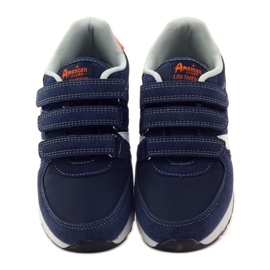American Club Amerikanische Turnschuhe mit Lederinnensohle navy blau orange weiß 4