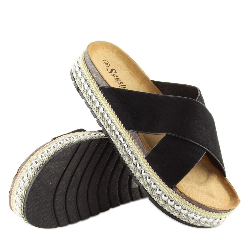 Schwarze schwarze Damenhausschuhe CK15P schwarz 1