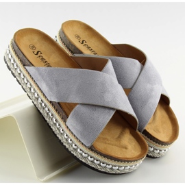 Graue graue Damenhausschuhe CK15P grau 2