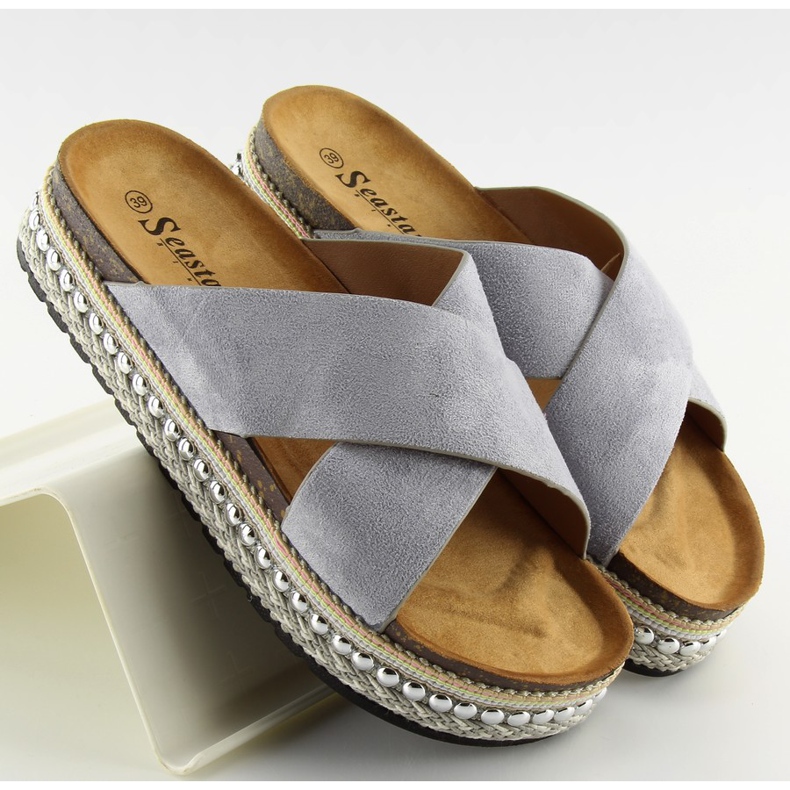 Graue graue Damenhausschuhe CK15P grau 2