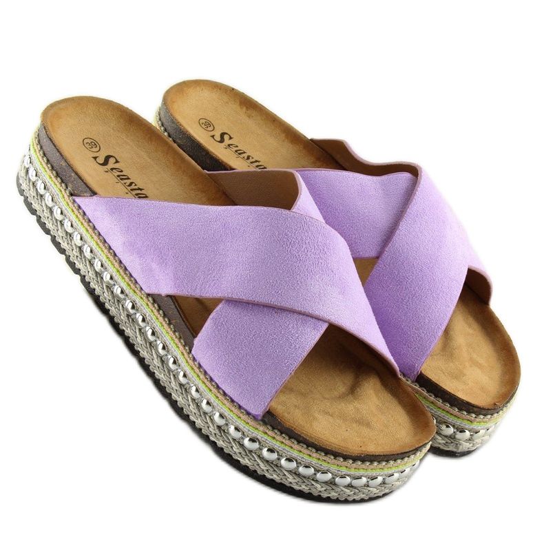 Violette Damenhausschuhe CK15P Violett lila 2