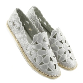 Silberne durchbrochene Espadrilles für Damen LT86 Silber grau 1