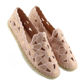 Rosa durchbrochene Espadrilles für Damen LT86 Champagner 1