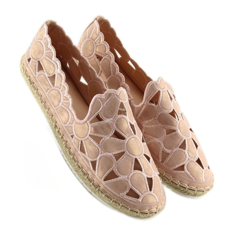 Rosa durchbrochene Espadrilles für Damen LT86 Champagner 1