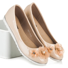 Vices Lackierte Ballerinas mit Blumen braun 1