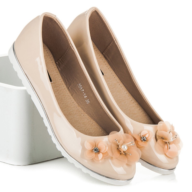 Vices Lackierte Ballerinas mit Blumen braun 1