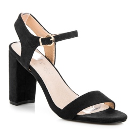 Vinceza Schwarze Sandalen am Pfosten 1