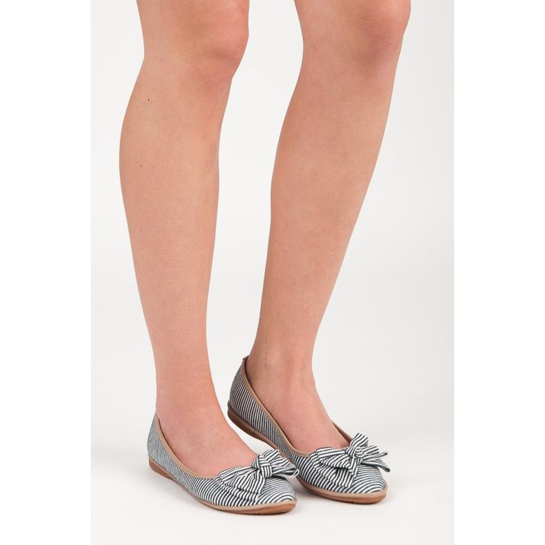 Seastar Gerippte Ballerinas mit Schleife schwarz 1