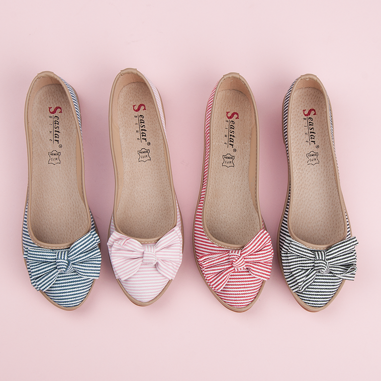 Seastar Gerippte Ballerinas mit Schleife rosa 1