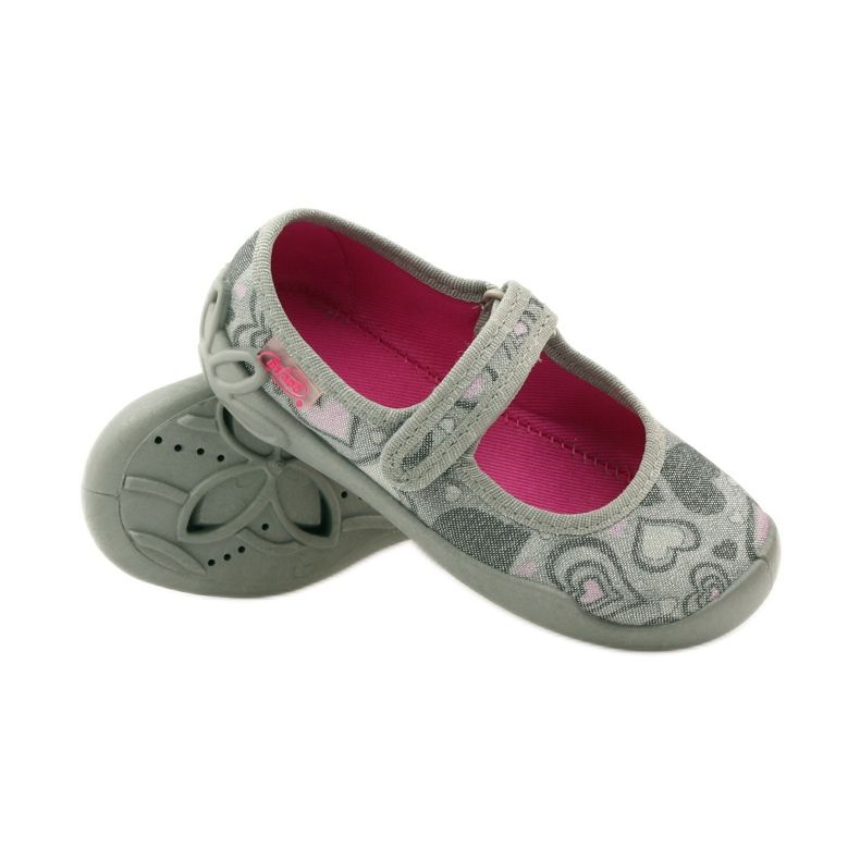 Ballerinas Hausschuhe Herzen Befado 114x284 rosa grau 3