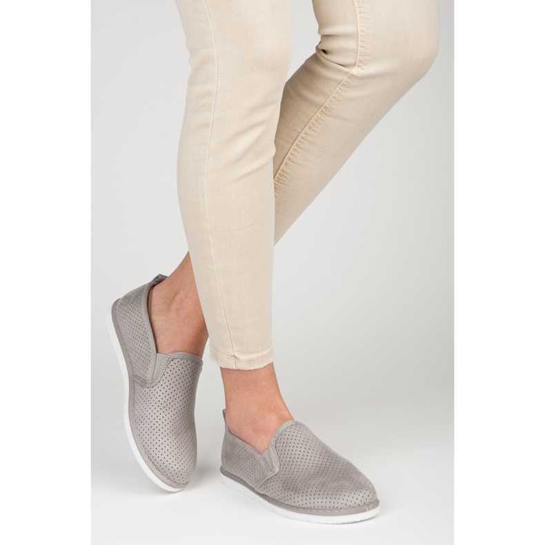 Bestelle Durchbrochene Slipons grau 2