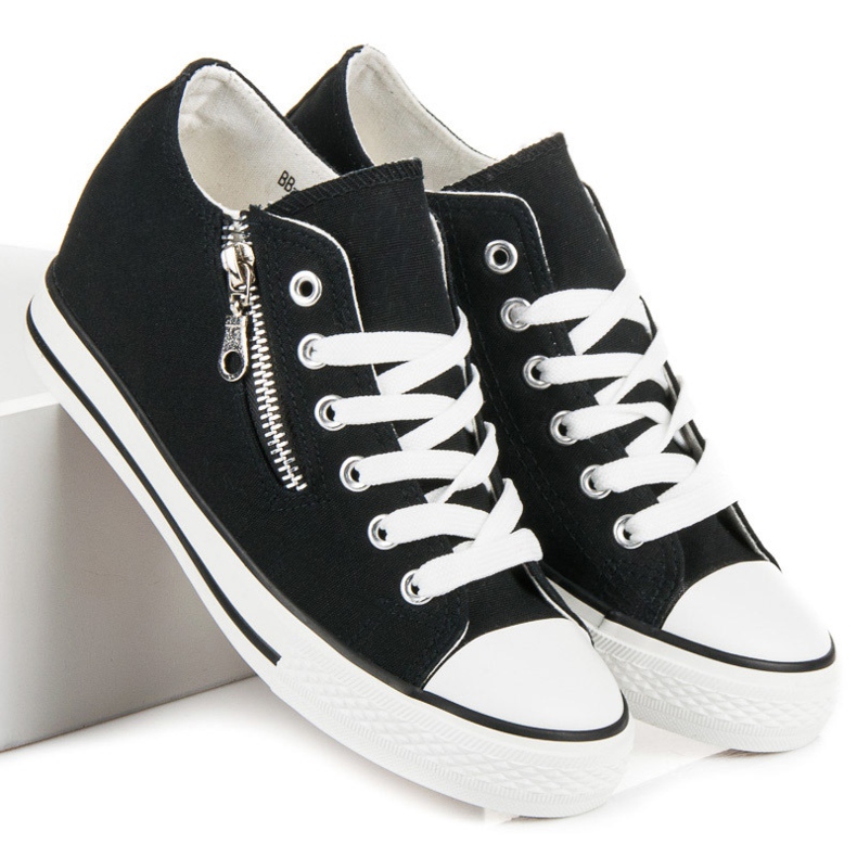 Kayla Gebundene Turnschuhe mit Keilabsatz schwarz 1