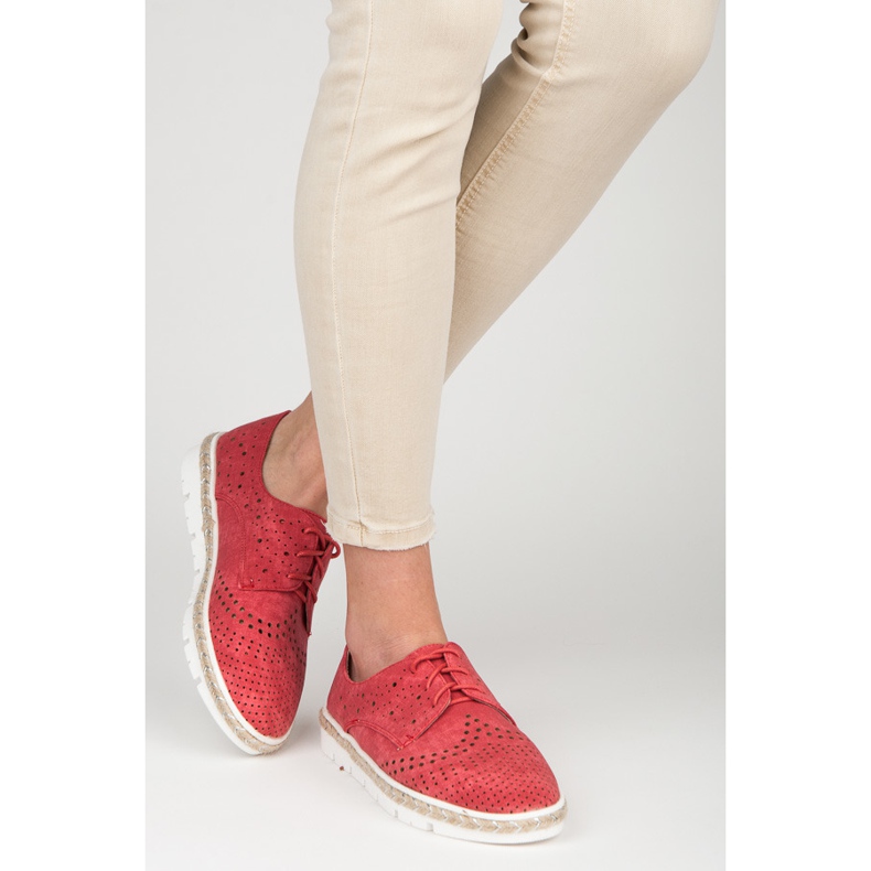Kylie Durchbrochene Espadrilles rot 1