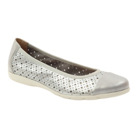 Caprice Damen Ballerinas 22151 Leder grau 1