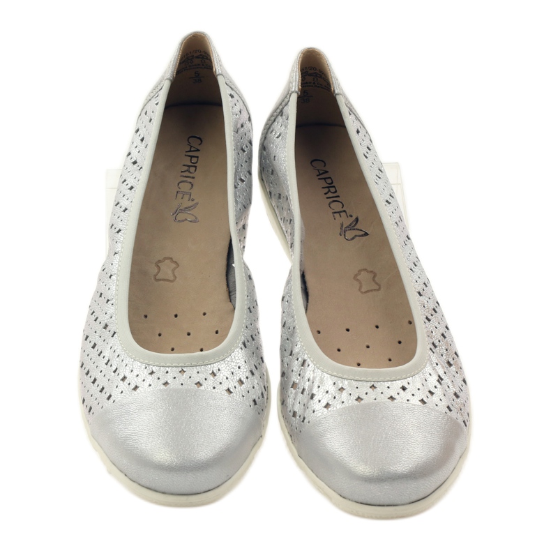 Caprice Damen Ballerinas 22151 Leder grau 4