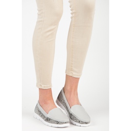 Vinceza Loafer aus Leder mit Schlangenmuster grau 1