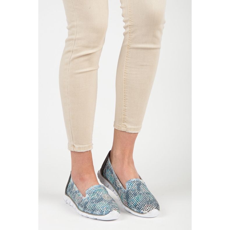 Vinceza Durchbrochene Lederherren grau blau 1