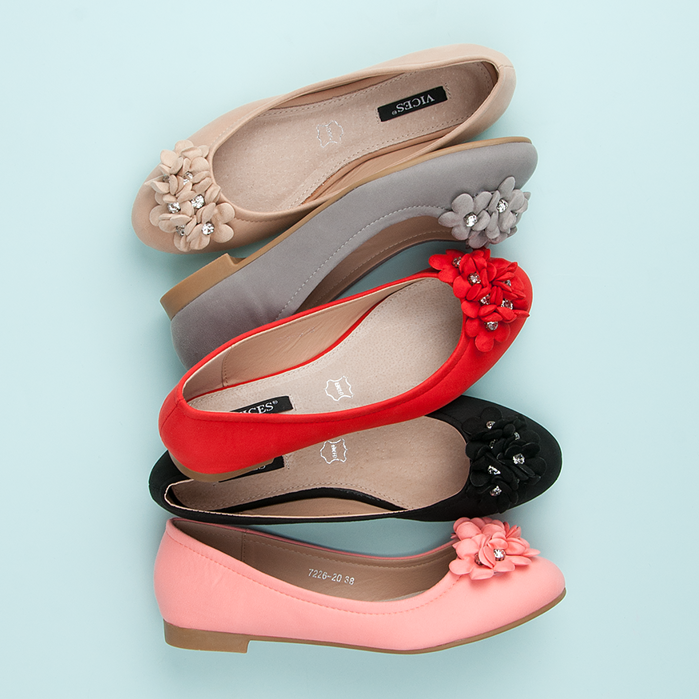 Vices Damenballerinas mit Blumen rosa 1