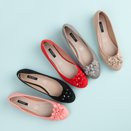 Vices Damenballerinas mit Blumen schwarz 2