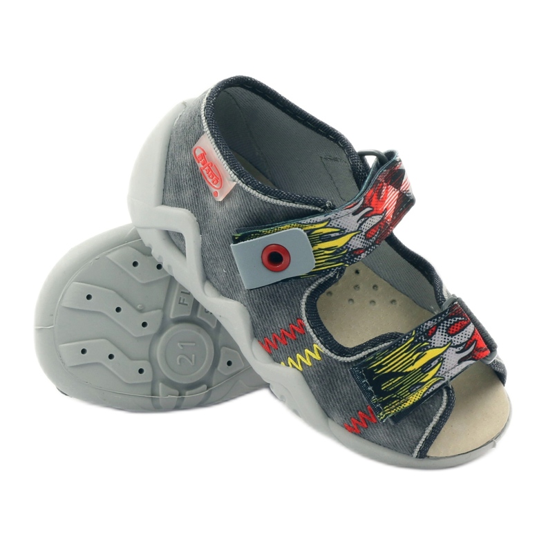 Befado Kinderschuhen Sandalen Ledereinsatz 350p073 für graue Klettverschluss 3