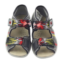 Befado Kinderschuhen Sandalen Ledereinsatz 350p073 für graue Klettverschluss 4