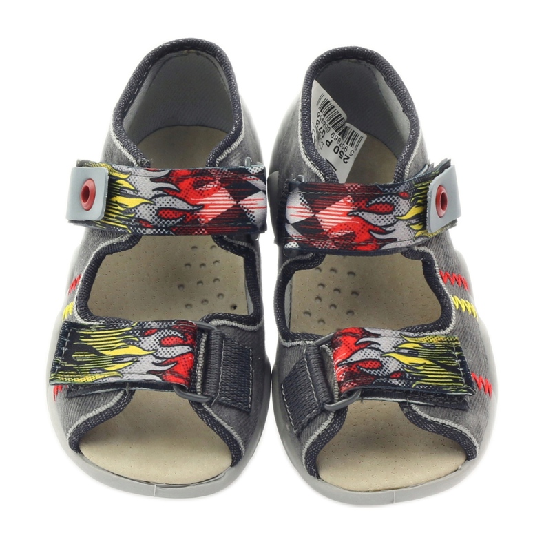 Befado Kinderschuhen Sandalen Ledereinsatz 350p073 für graue Klettverschluss 4