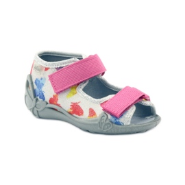 Befado Kinderschuhe Hausschuhe Sandalen 242p075 rosa grau 1