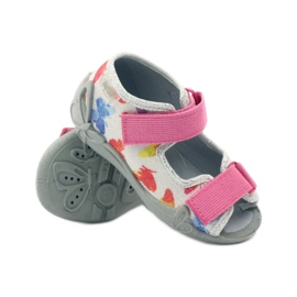 Befado Kinderschuhe Hausschuhe Sandalen 242p075 rosa grau 3