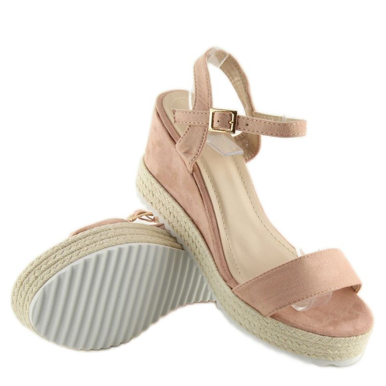 Sandalen auf Keilabsatz, rosa Espadrilles 1