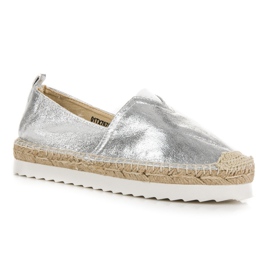 Silberne Espadrilles zum Hineinschlüpfen grau 1