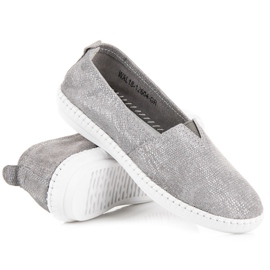 VINCEZA Leder Slipper grau 1